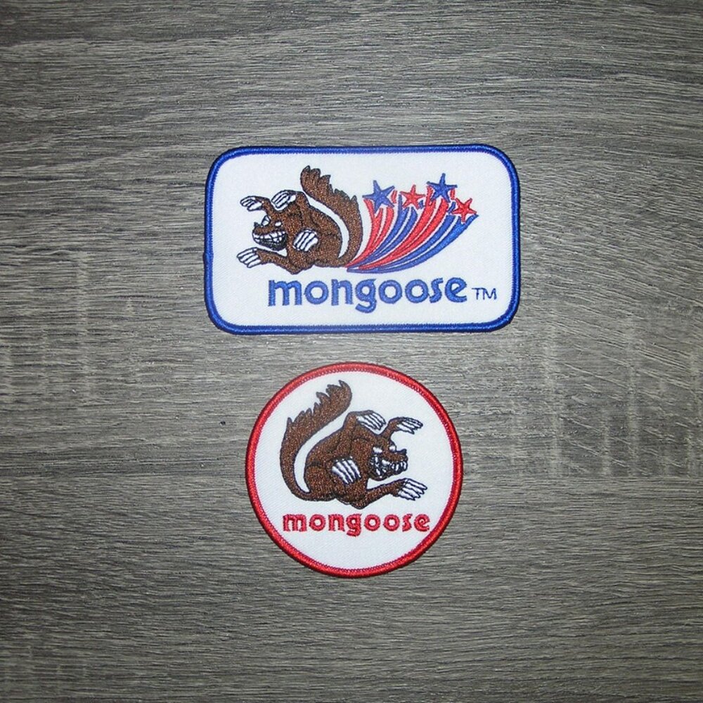 (2) Lot Mongoose BMX Bikes Retro Vintage Style Embroidered Iron On Patches